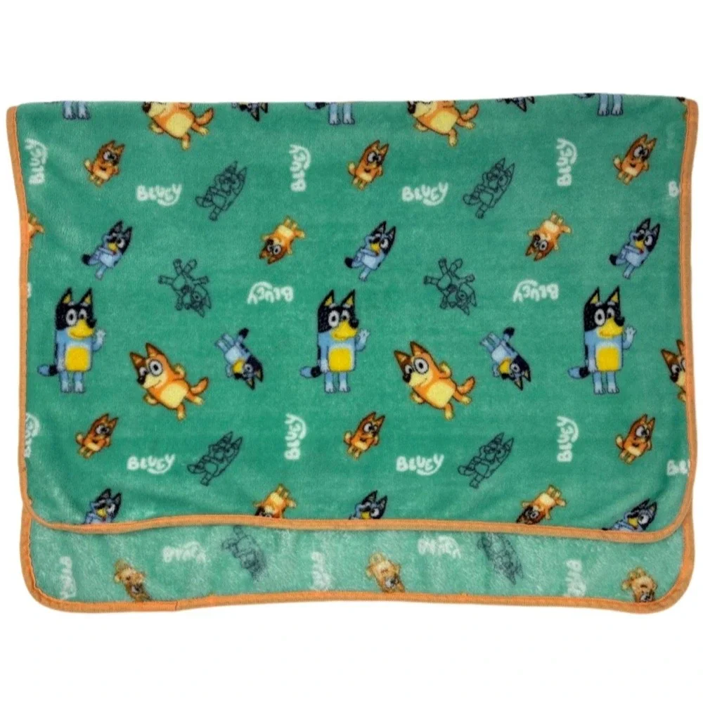 Bluey Bingo Bandit Character Fleece‎ Blanket Green Kids Soft Throw Dog Baby